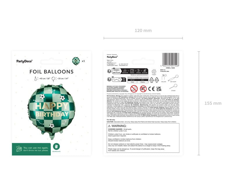 Balon foliowy "Happy Birthday" piłki 35x35cm FB296 PartyDeco